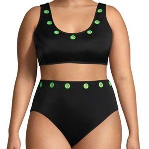 No Boundaries Juniors' Plus Size Green Grommet Bikini